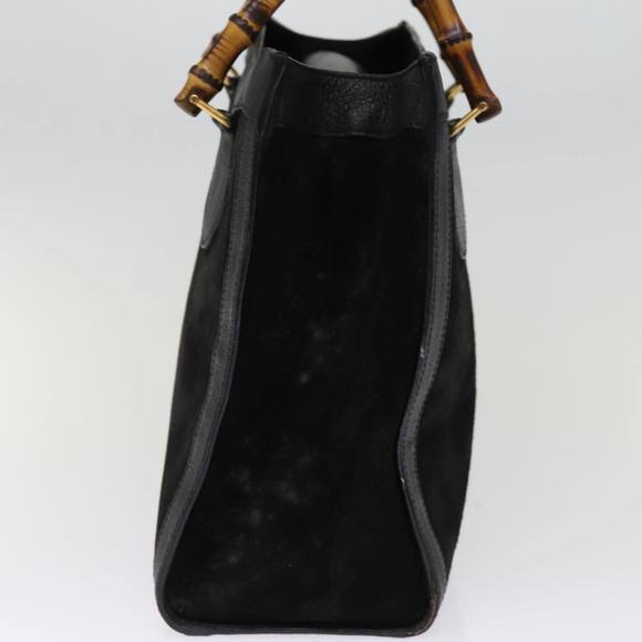 GUCCI Bamboo Tote Bag Suede Black 002 1186 0260 Auth 74664 - Picture 3 of 16